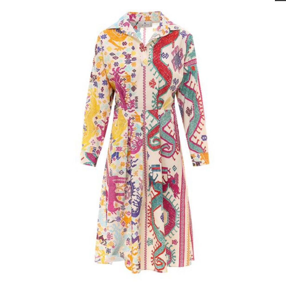 ETRO
Vulcano Print Long Sleeve Cotton Dress 46 NWT - Picture 15 of 16
